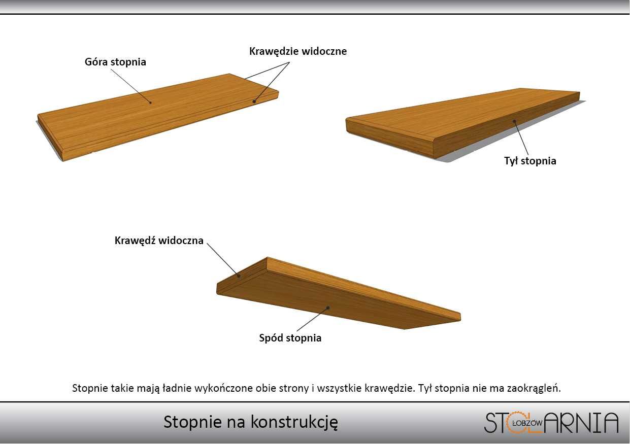 Schody drewniane na konstrukcje metalową.