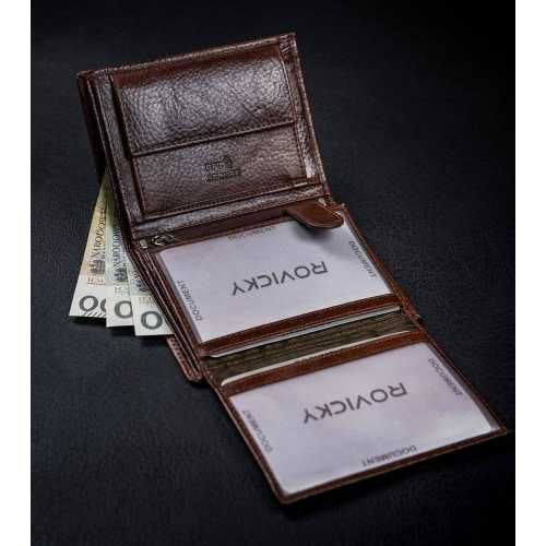 Klasyczny portfel męski brązowy RFID