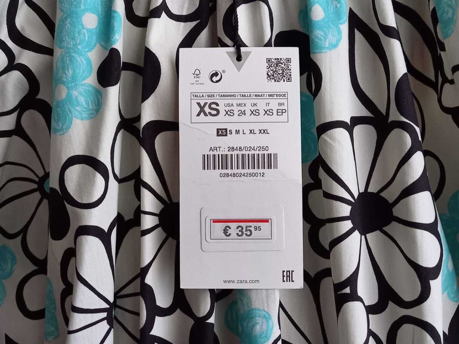 (NOVO C/ ETIQUETA, PORTES GRÁTIS) ZARA - Vestido Curto Cruzado Floral