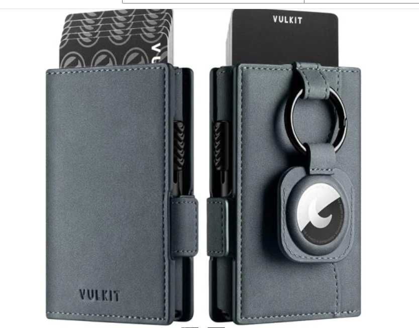 VULKIT Portfel na karty z uchwytem na Airtag SZARY