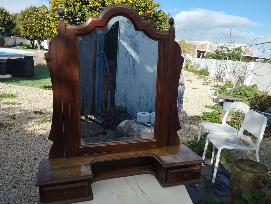 Espelho de toucador com gavetas