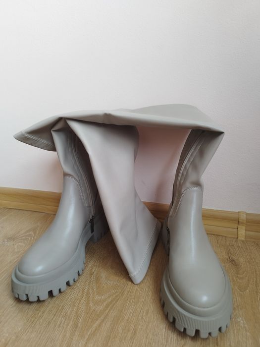 Шкіряні чоботи ботфорти осінь зима