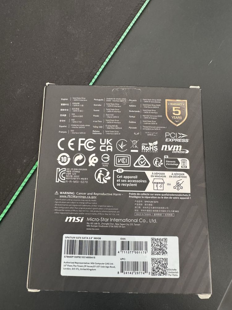SSD Spatium S270 960GB msi sata 2.5”