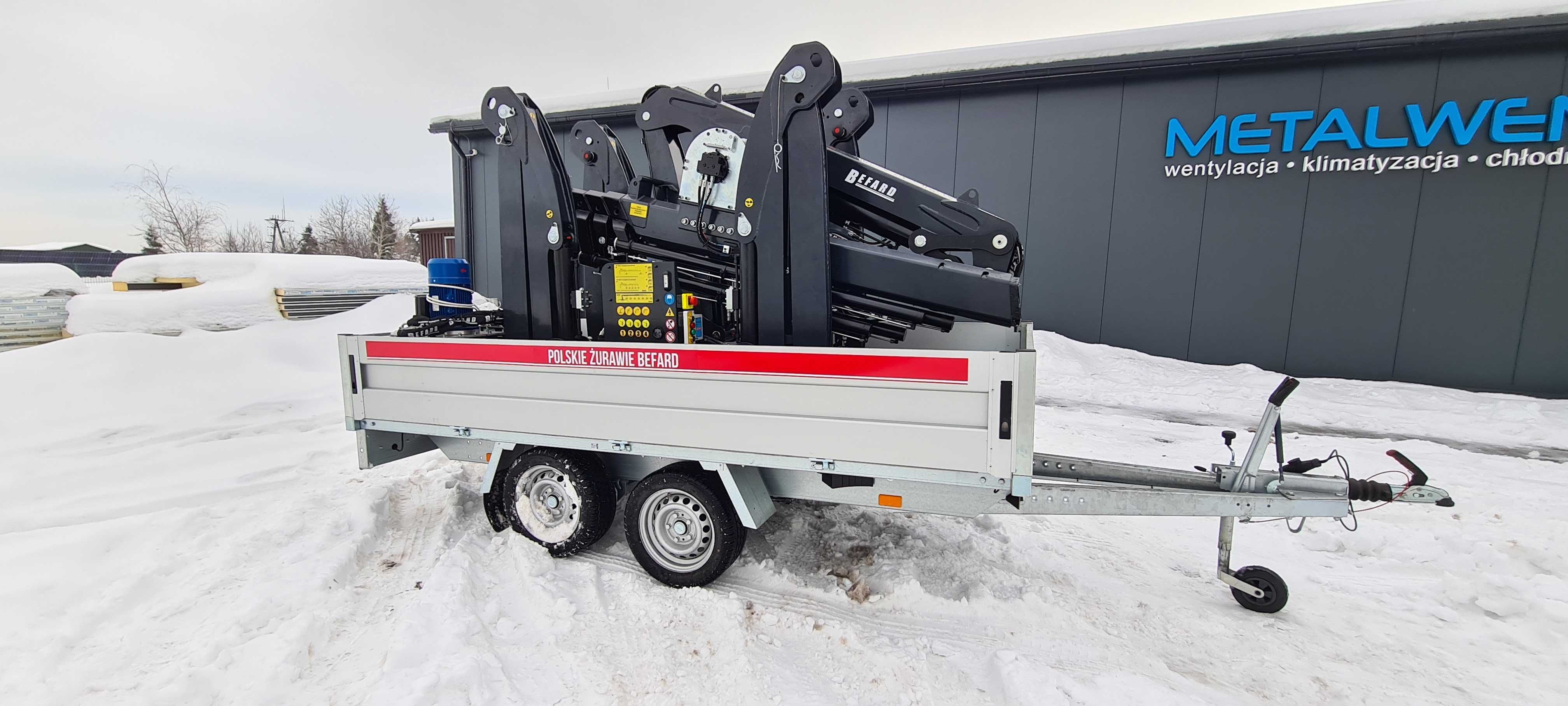 Żuraw Befard trailer crane na przyczepie XJ55 Polski Producent