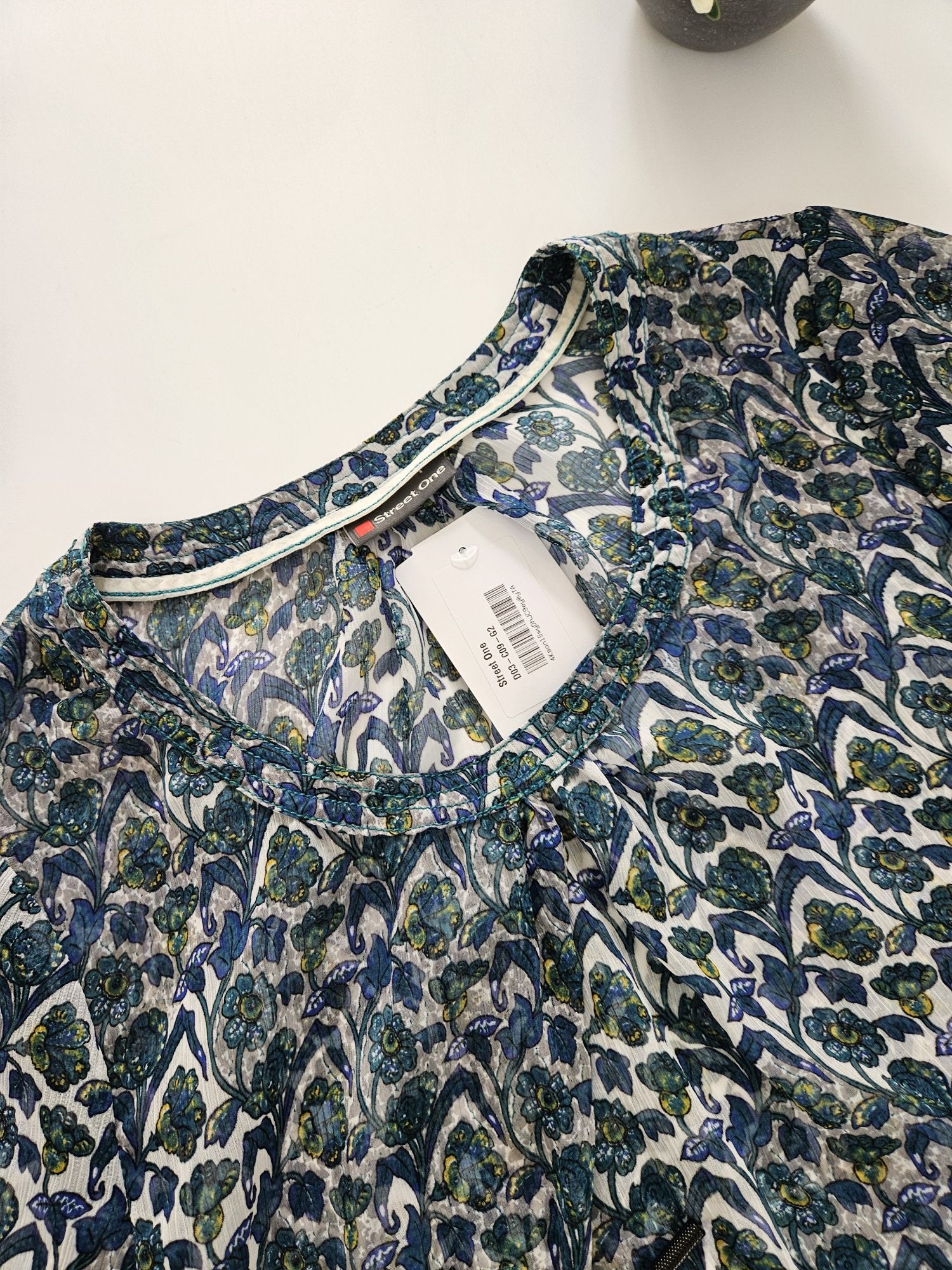 Bluzka damska letnia prześwitująca Street One 36 S kwiaty print flower