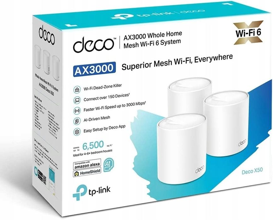 TP-Link zestaw deco x50 3 szt, mesh, gwarancja, wifi 6, nowy folia, FV