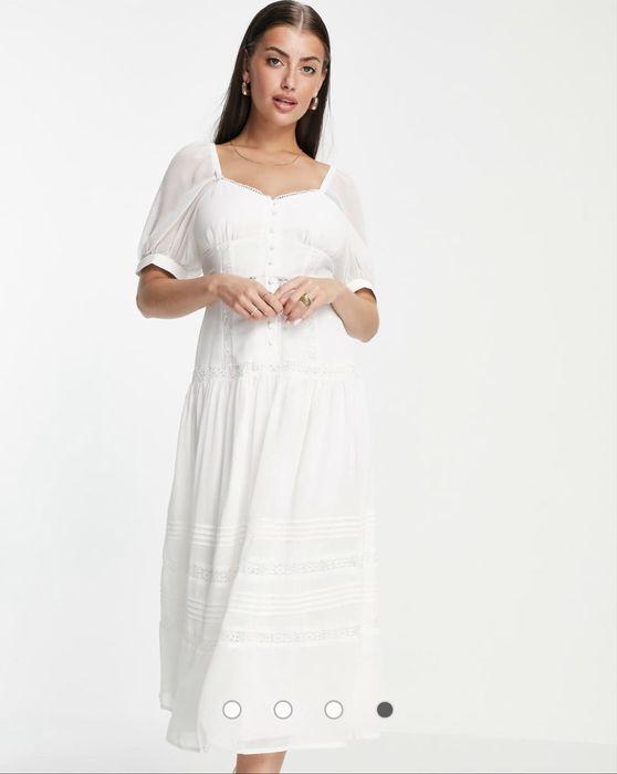 Asos biala sukienka maxi retro pinup aeterie koronkowa slubXS 34