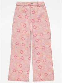 Розовый широкие джинсы с цветочным принтом george