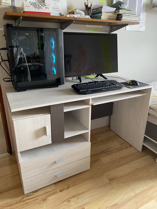 Biurko siwe gamingowe do pracy nauki agata meble ikea