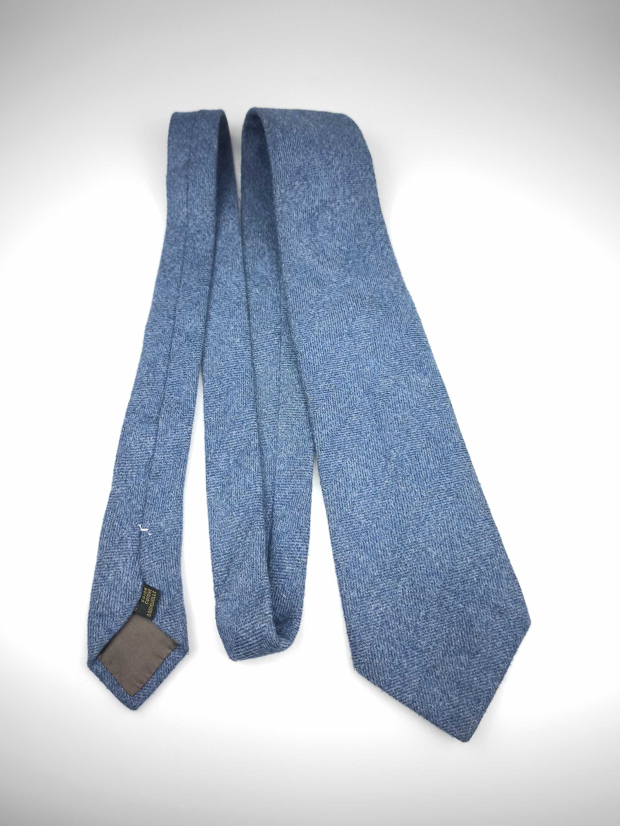 Brooksfield niebieski bawełniany krawat w jodełkę