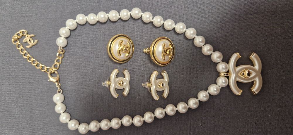 Набор Chanel, жемчуг перламутр, позолота