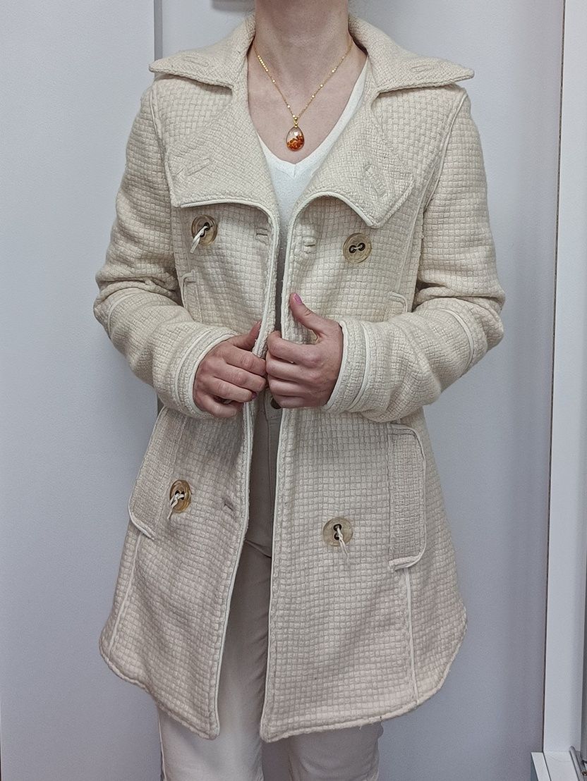 Płaszczyk beżowy wiosenny ciepły kurtka damska beżowa kremowa 34 xs 36