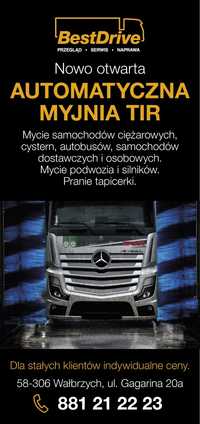 Auto myjnia Tir ,osobowe, dostawcze,.ciężarowe, cysterny, autokary,