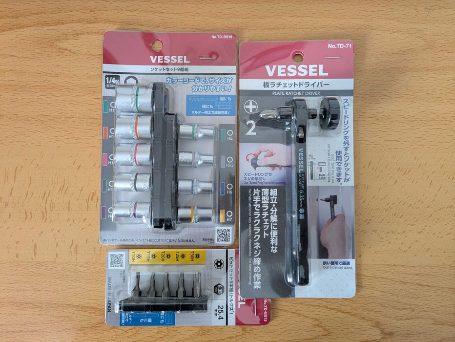 Conjunto roquete 1/4, chaves de caixa e bits torx Vessel