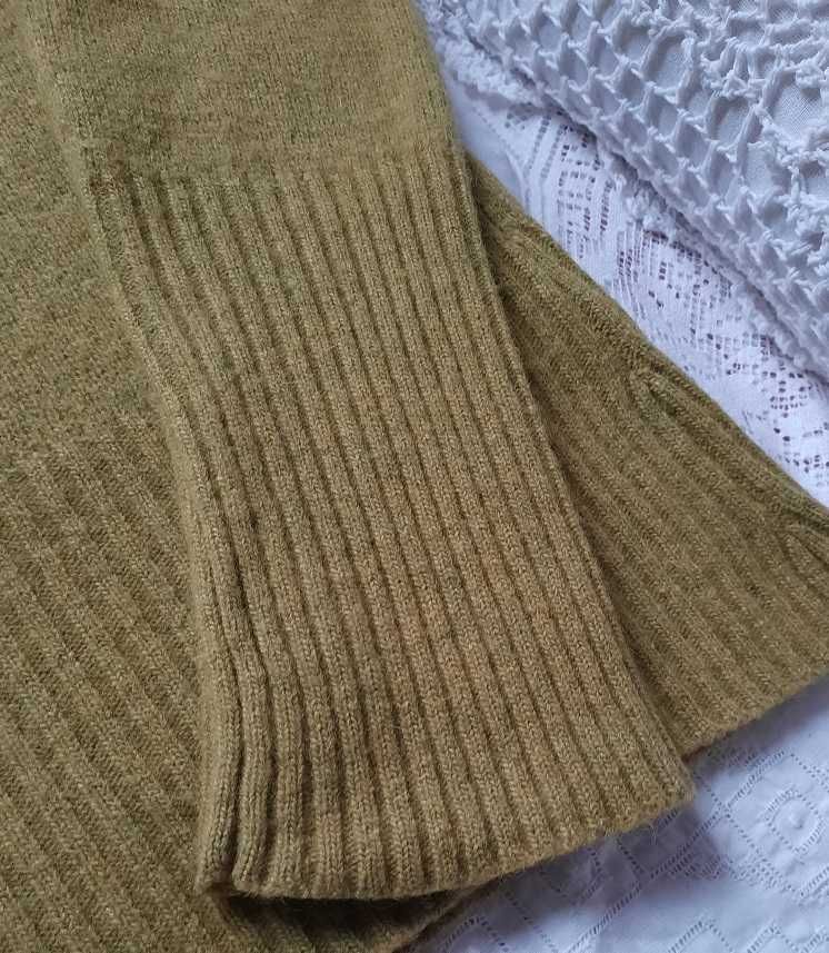 WE 70% Wełna jagnięca 20% Angora ciepły wełniany zielony sweter L M