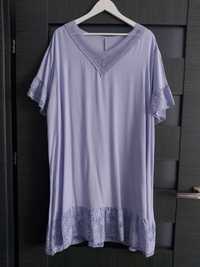 Włoska lekka sukienka tunika z wiskozy Plus size 52/54 fiolet wrzos