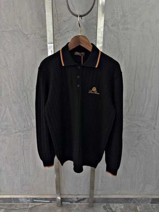 Чоловічий лонг джемпер поло на довгий рукав трикртаж loro piana lp