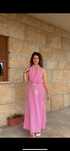 Vestido rosa com cinto