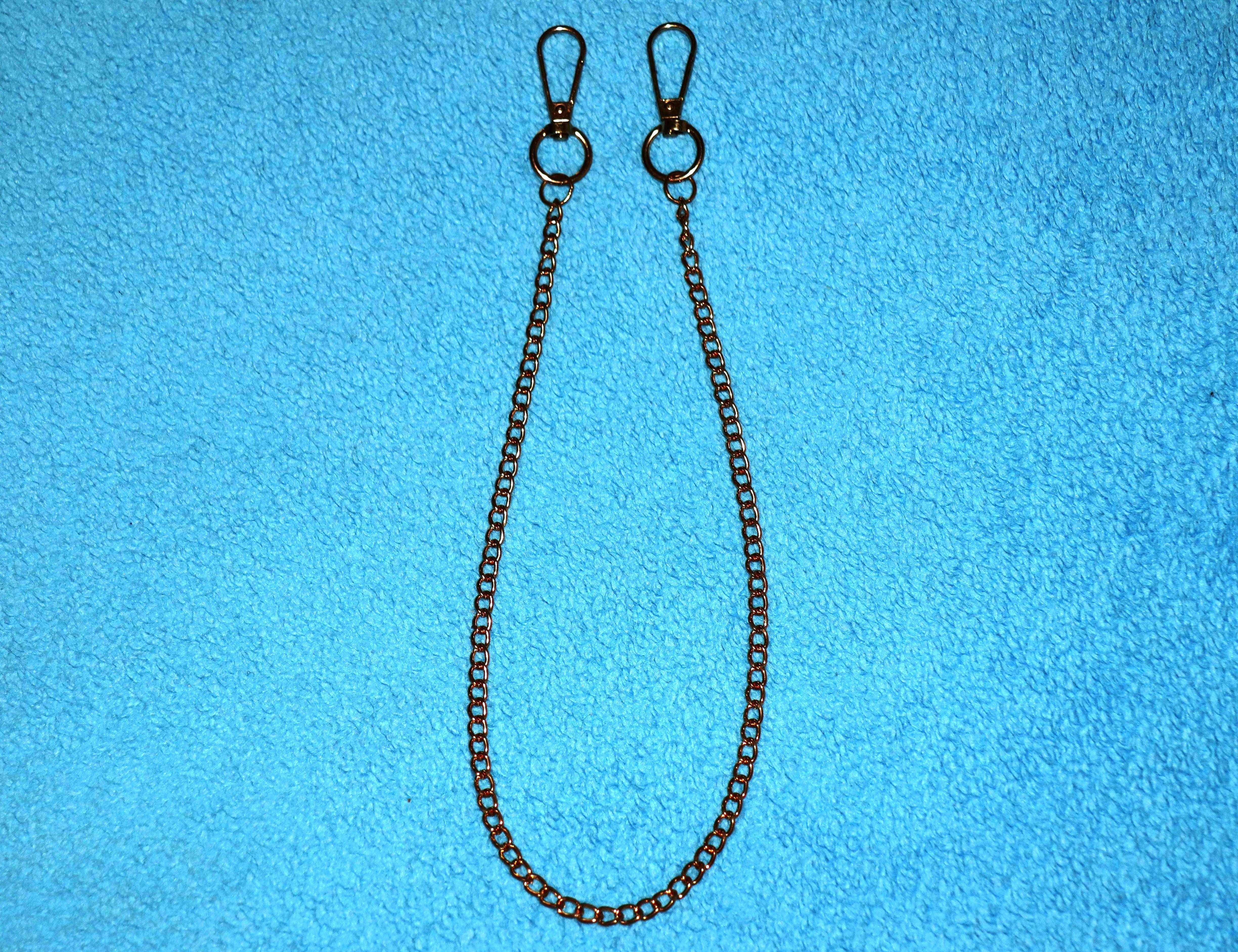 Łańcuch metalowy z karabińczykami pancerka złoty łańcuch do spodni