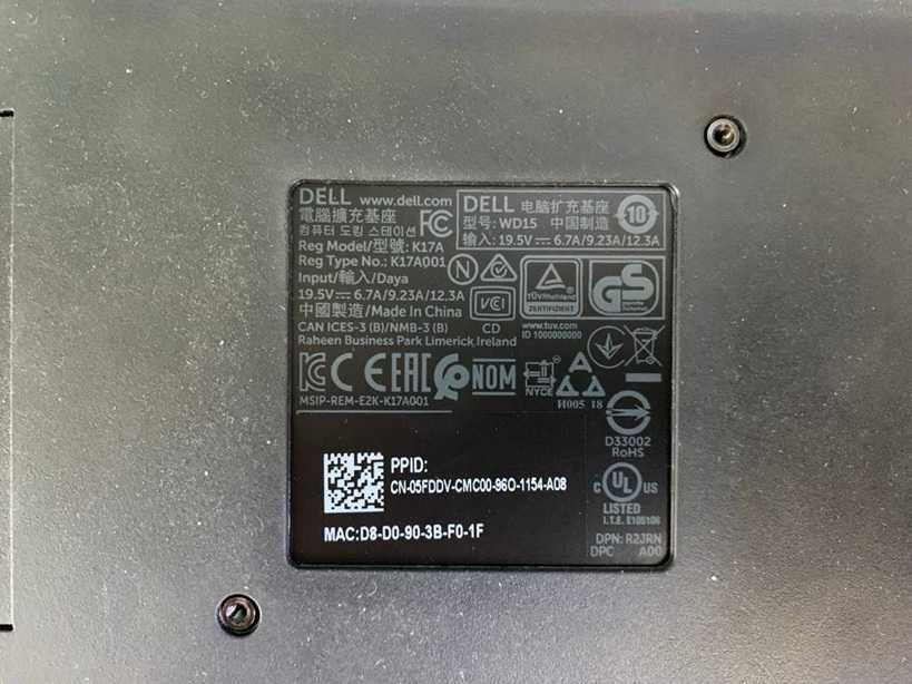 Replikator portów Dell K17A WD15 USB-C HDMI,VGA,LAN,USB