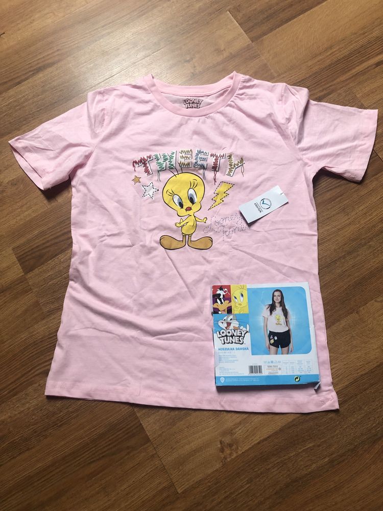 Tweety Nowa Koszulka bluzka damska Looney Tunes L t-shirt L różowa