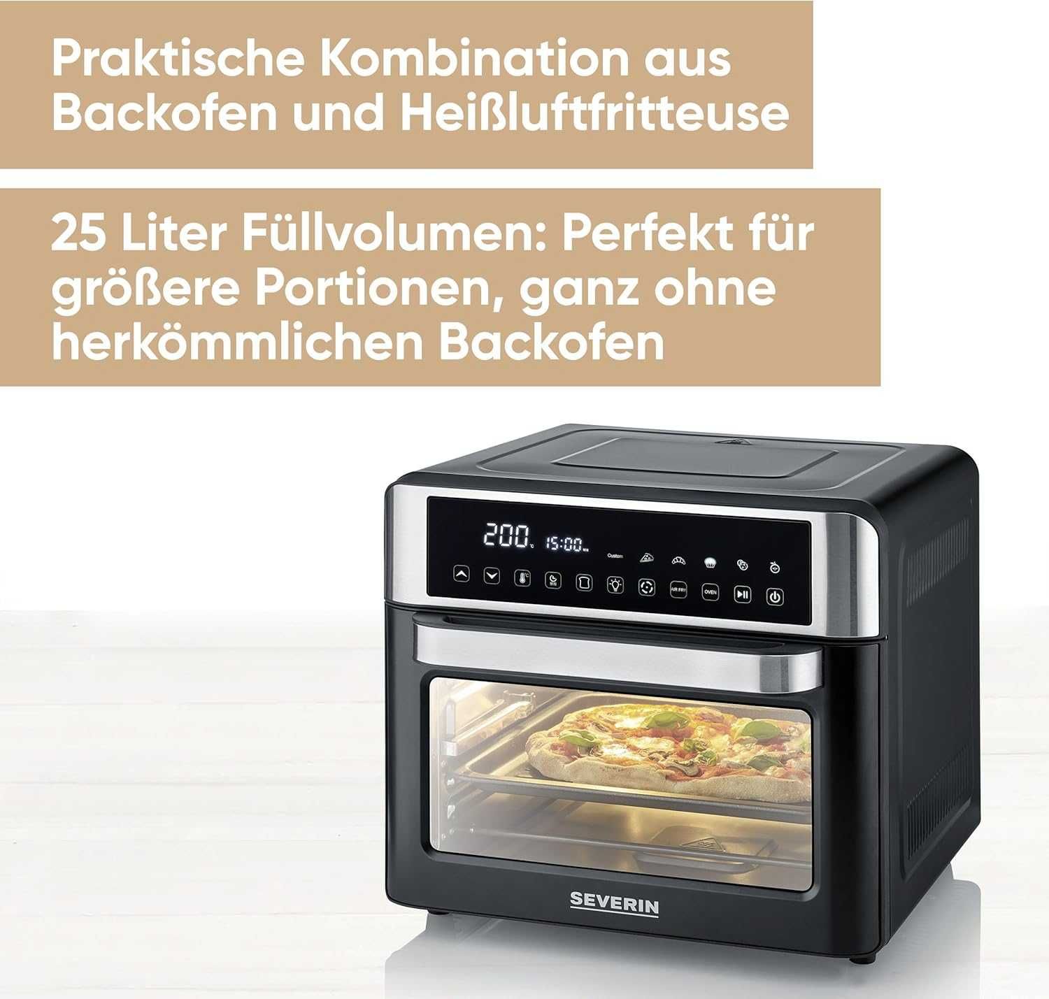 SEVERIN TO 2077 Piekarnik i frytkownica 2w1, 2200W, 25 L