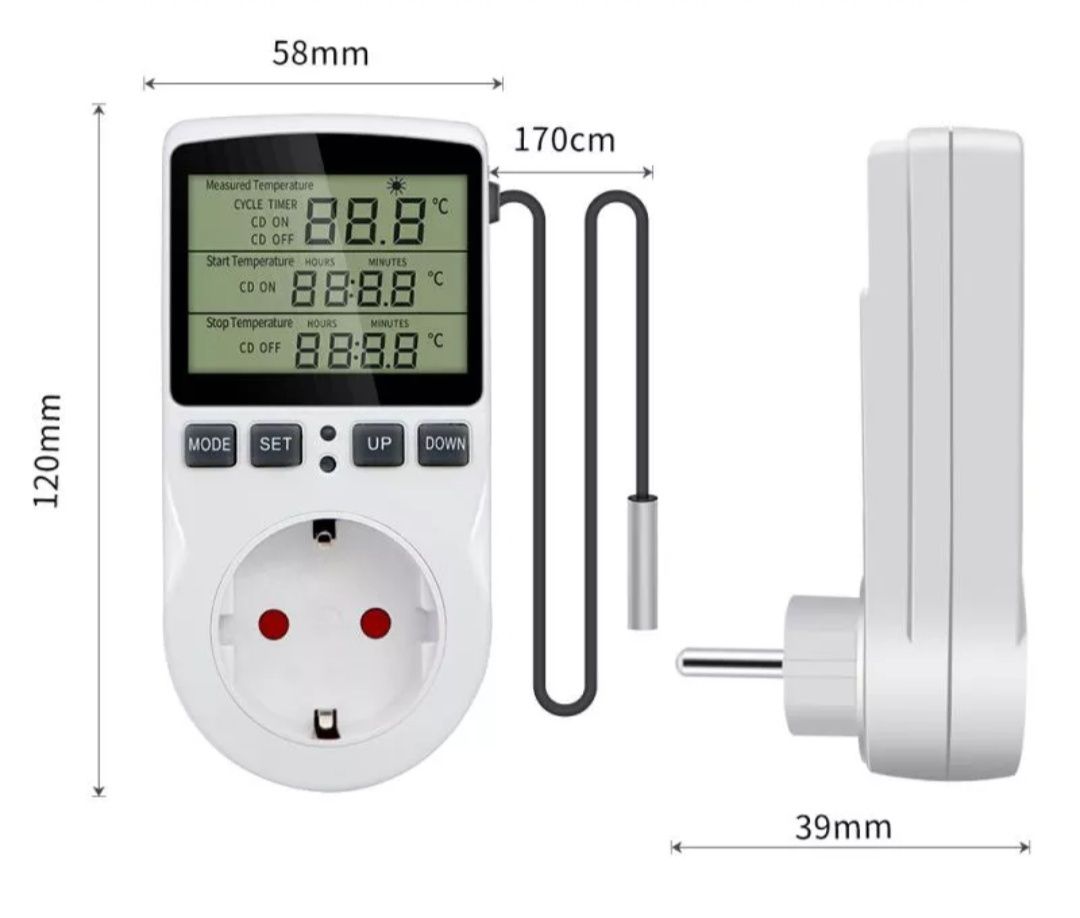 Терморегулятор розеточный 16А, термореле, термостат в розетку