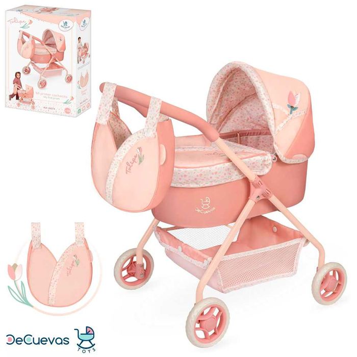 Детская коляска для кукол DeCuevas 86074 Tulipe с сумочкой и корзинкой