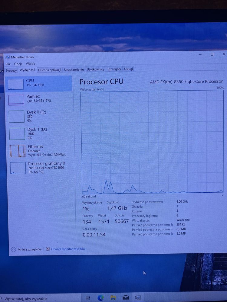 Komputer stacjonarny GTX1050 AMD fx8350 16GB RAM