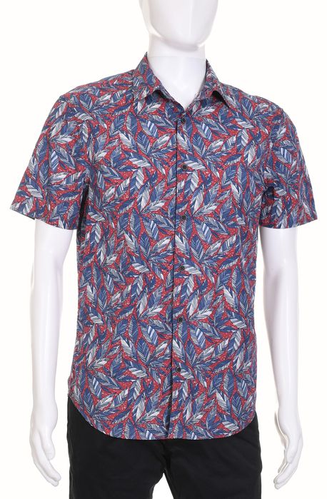 M&S wzorzysta koszula męska z krótkim rękawem 100% bawełna M k 40