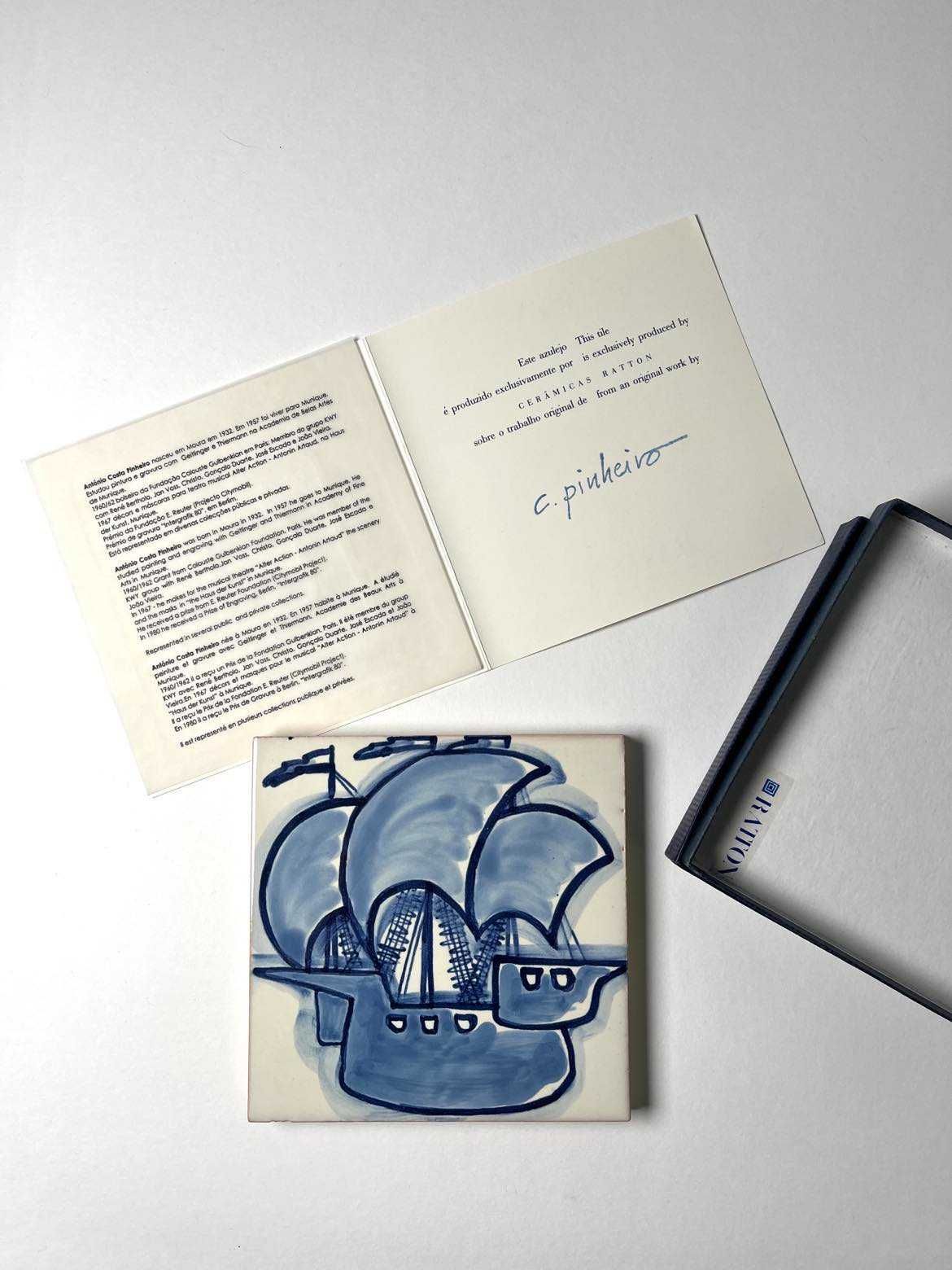Azulejo de Costa Pinheiro (caixa e certificado - Cerâmicas Ratton)
