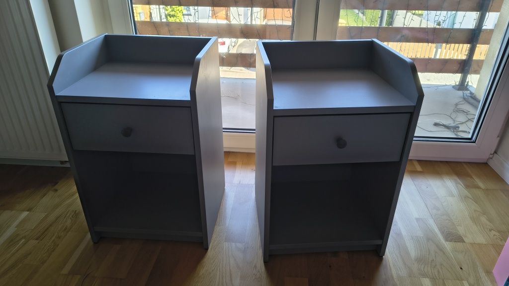 IKEA Hauga stolik nocny szary 2 sztuki.