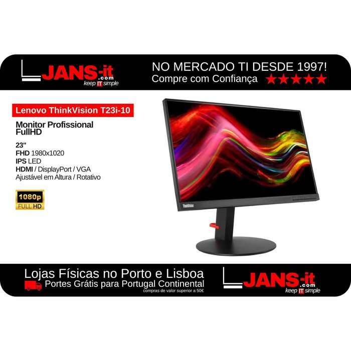 Lenovo ThinkVision T23i-10 | 23″ | FHD | 16:9