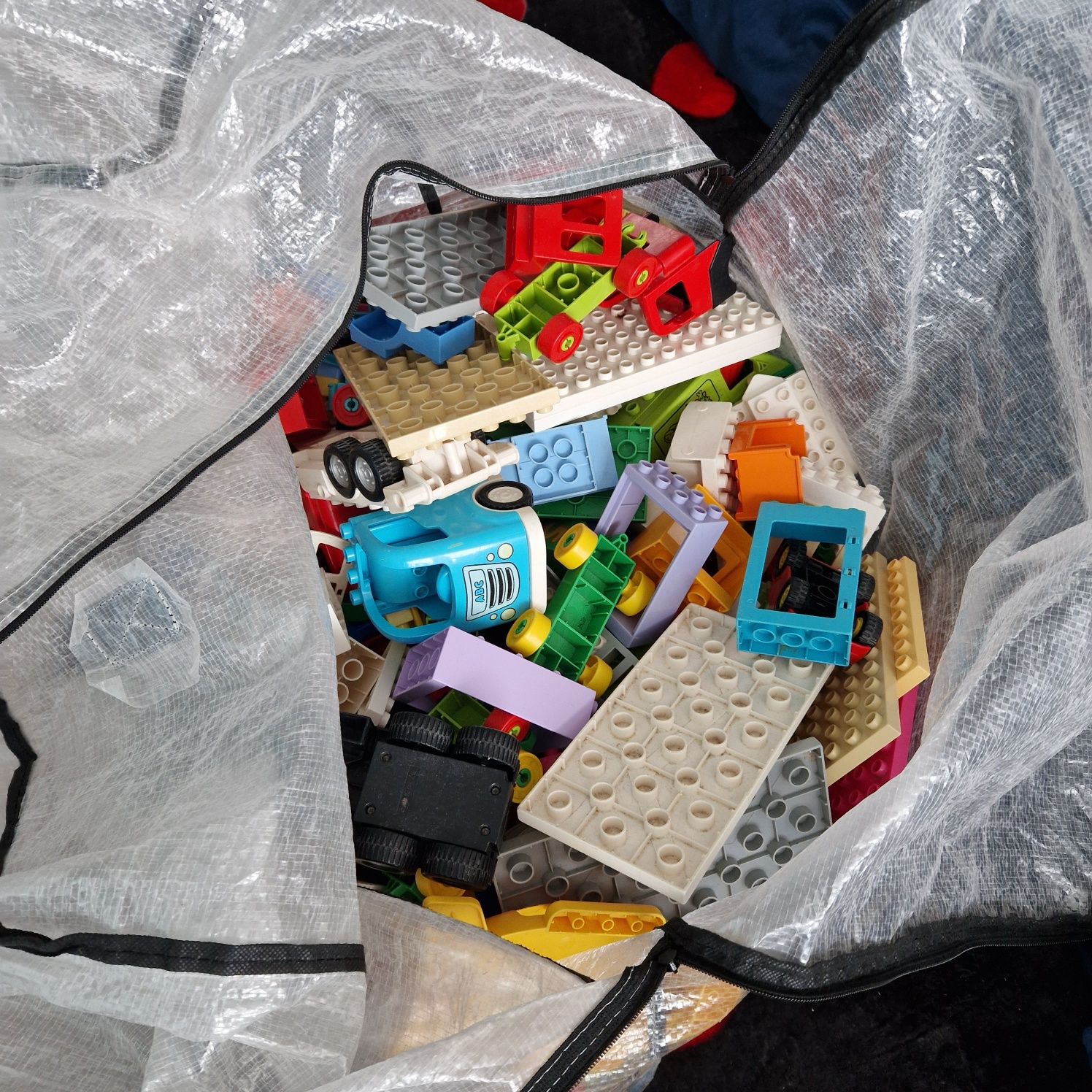 Torba klocków lego duplo dom lotnisko pociąg z cyferkami