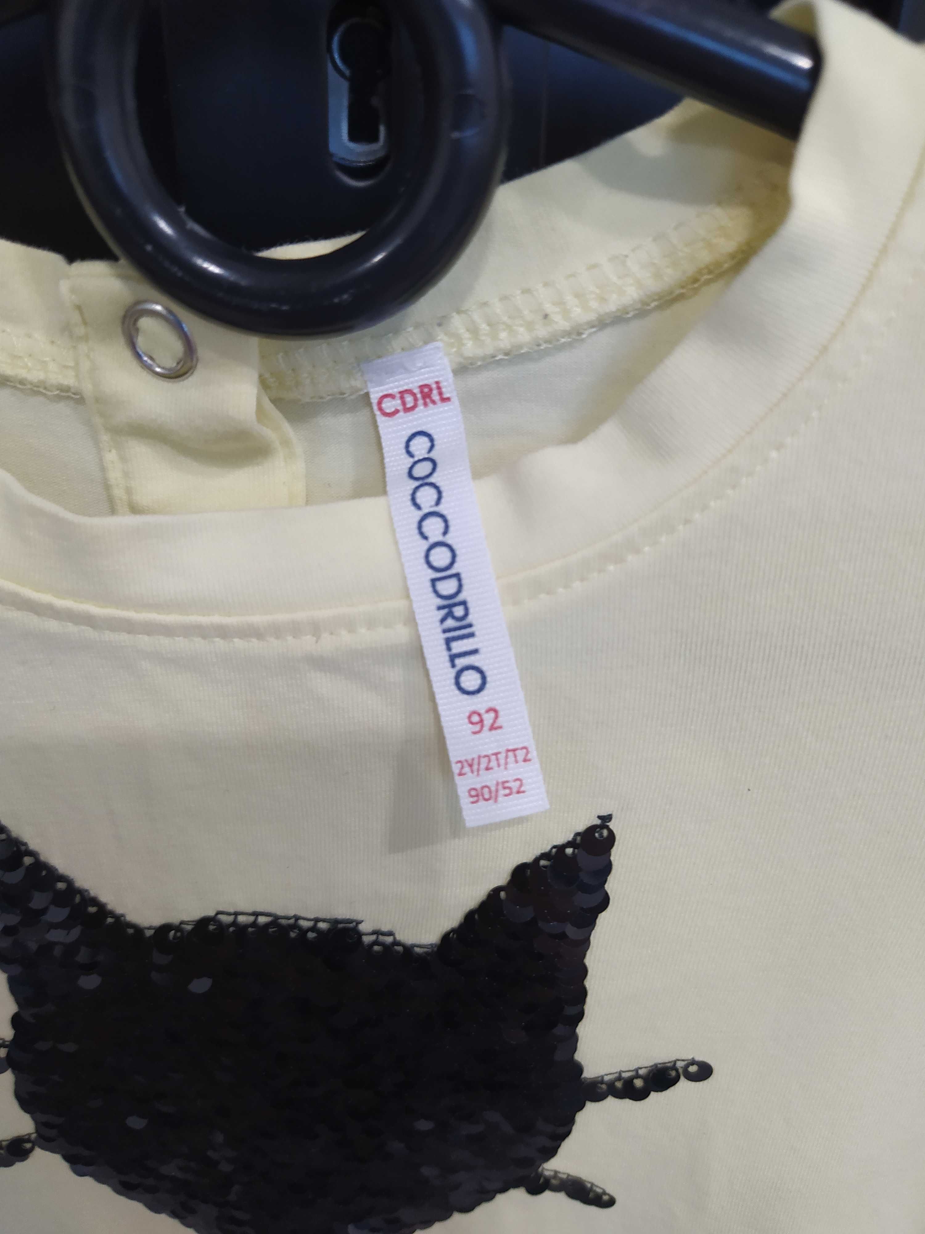 Cekinowy kotek, Komplet tunika + spodnie coccodrillo r. 92