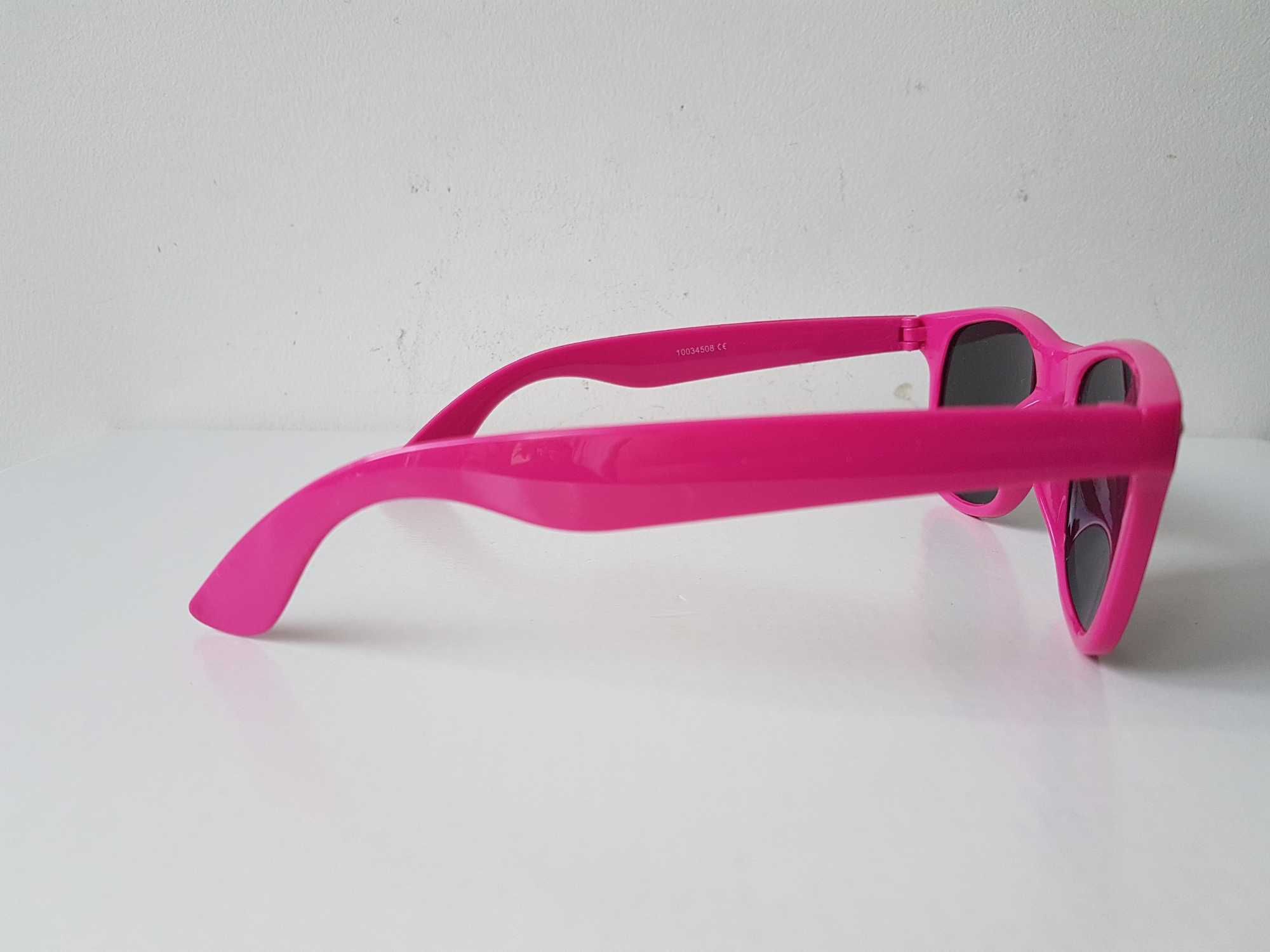 Okulary przeciwsłoneczne różowe nerdy UV400 przyciemniane soczewki