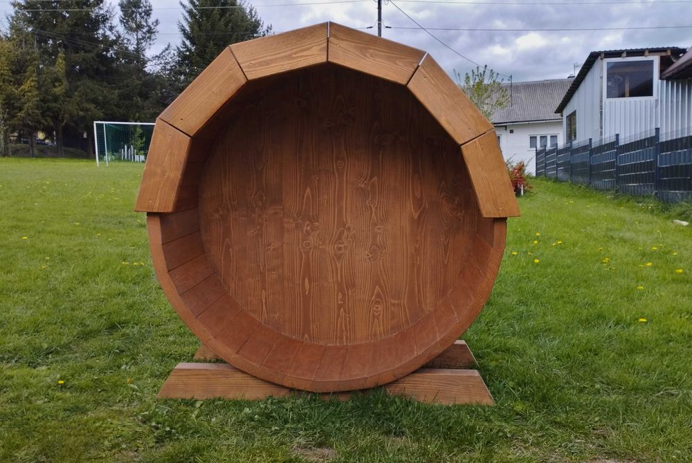 Wiata na drewno Beczka - DREWUTNIA - Regał - Stojak na drewno DO SAUNY