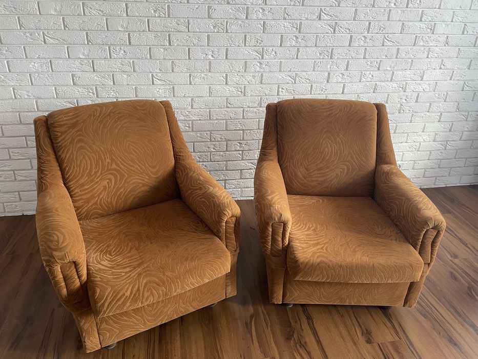 2 wygodne fotele w stylu retro / PRL, miękki materiał, Rybnik