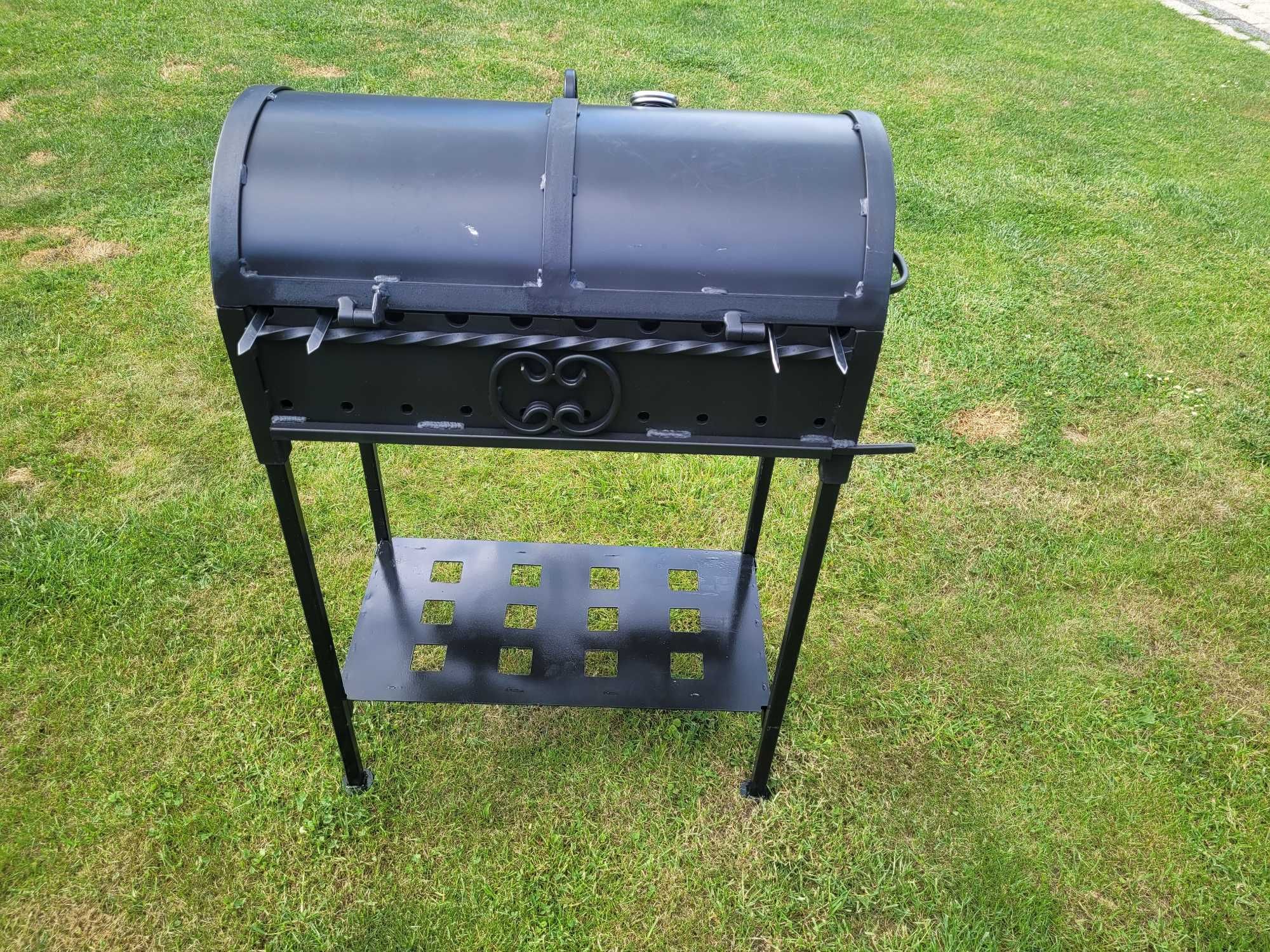 Grill węglowy DUŻY SOLIDNY stal 4mm Palenisko 32x60cm ŚLĄSK