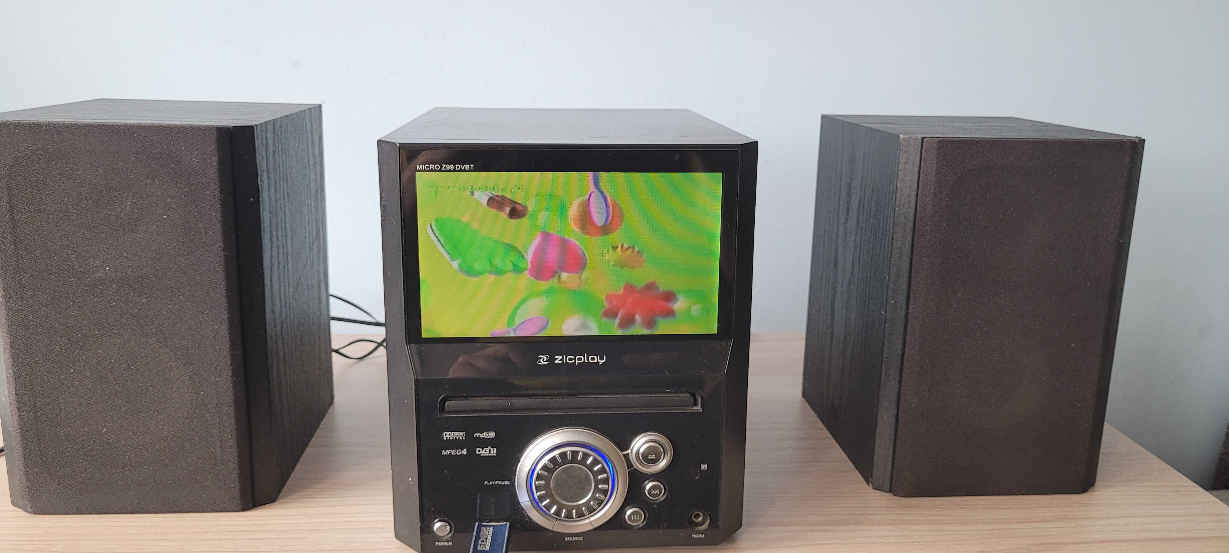 Wieża zicplay multimedialna radio,ekran 7"mpg4,mp3,dvbt,usb,dvd