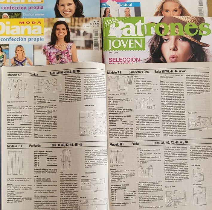 Revistas com modelos de costura Diana e Patrones
