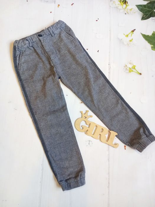 Брюки штани джогери спортивні на флісі шкільні в клітинку теплі 6 7 р