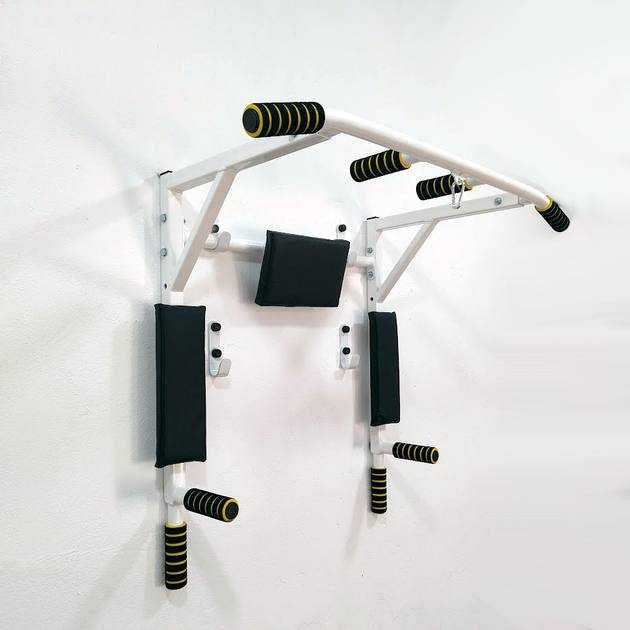 Турнік бруси на стіну 5 в 1 (4в1) з спинкою (Телефонуй) Білий