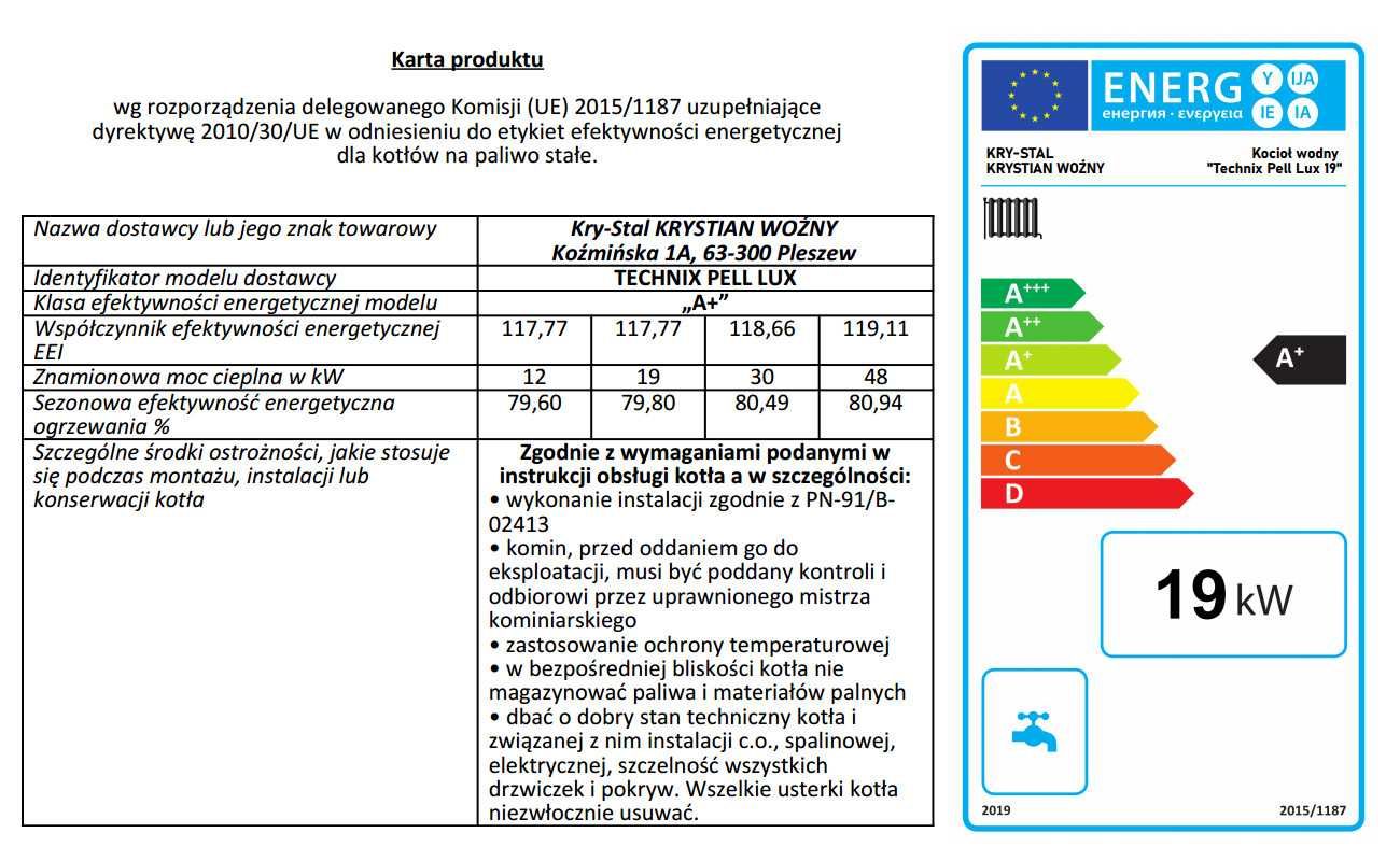 Kocioł piec na pellet Technix Pell Lux 19KW 5klasa ZUM Dotacja Pleszew