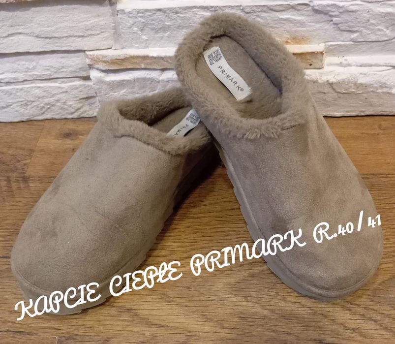 Kapcie domowe Primark beżowe,ocieplane r. 40/41. C.P.Ł.