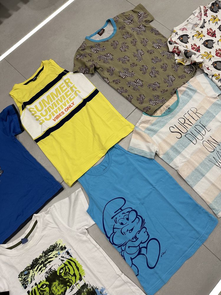 Bluzki z krótkim rękawem t-shirty dla chłopca 122 i 128cm na lato