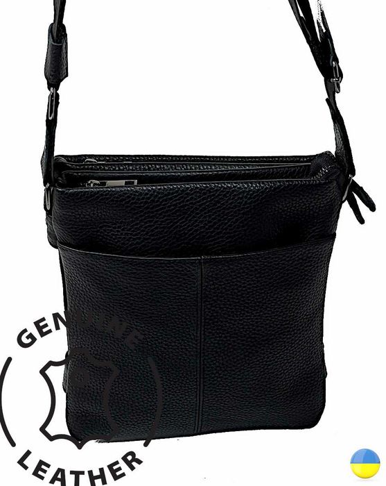 Шкіряний стильний месенджер №8024 Black,натуральна шкіра,на кожен день