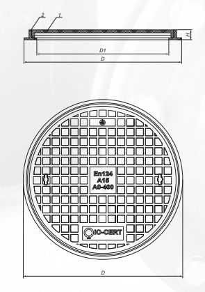 Właz Żeliwny Okrągły AO500 A15 50cm H50 Pokrywa Studzienki Szamba