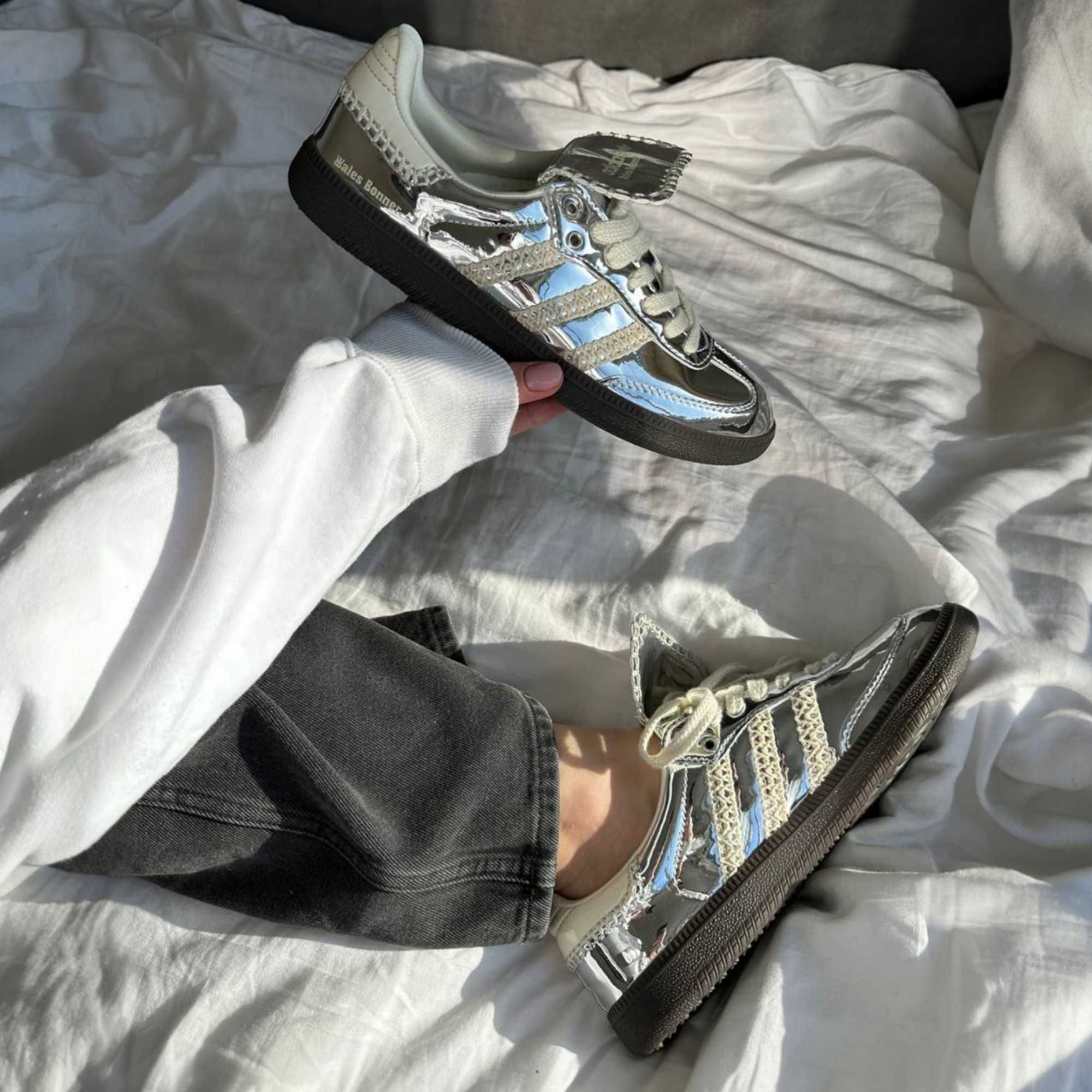 Жіночі кросівки Adidas Samba x Wales Bonner Silver сріблясті кеди