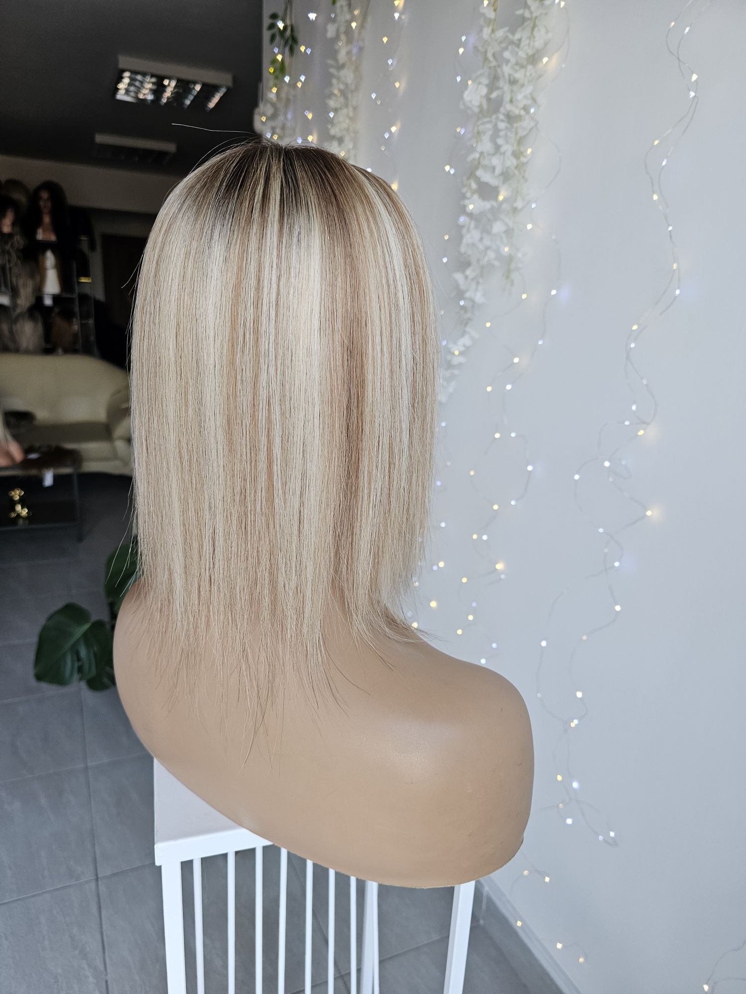Topper z włosów naturalnych Rita imitacja skóry blond brąz tupet